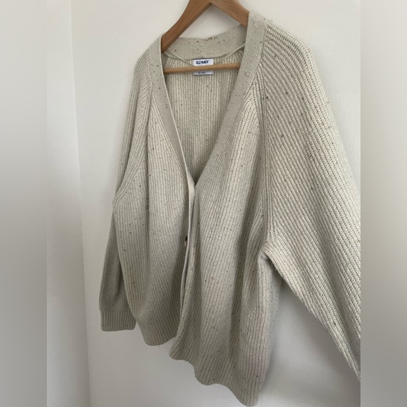 Old Navy Cream / Brown speckled button up Cardigan- size 3X - Picture 3 of 7